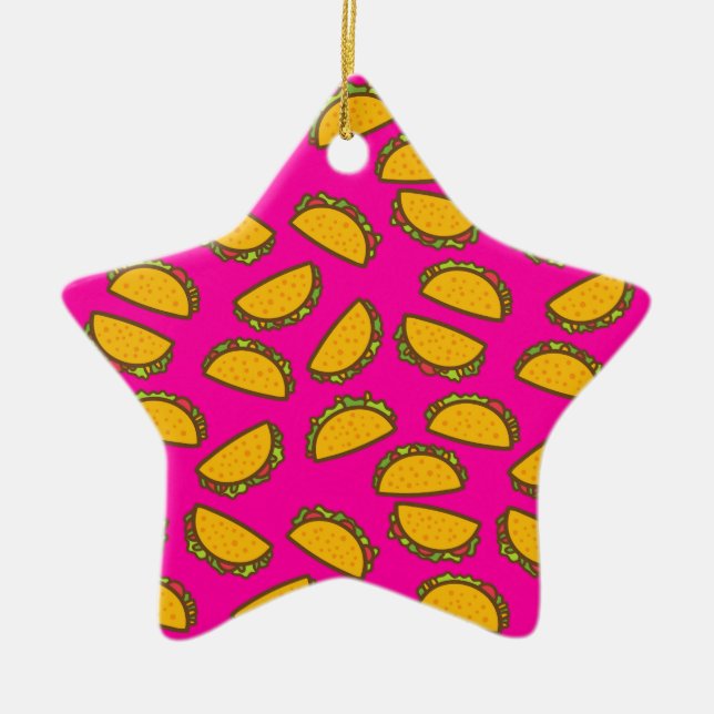 Ornamento De Cerâmica tacos rosa (Frente)