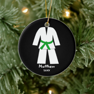 Ornamento De Cerâmica Taekwondo Karate Green Belt Personalizado