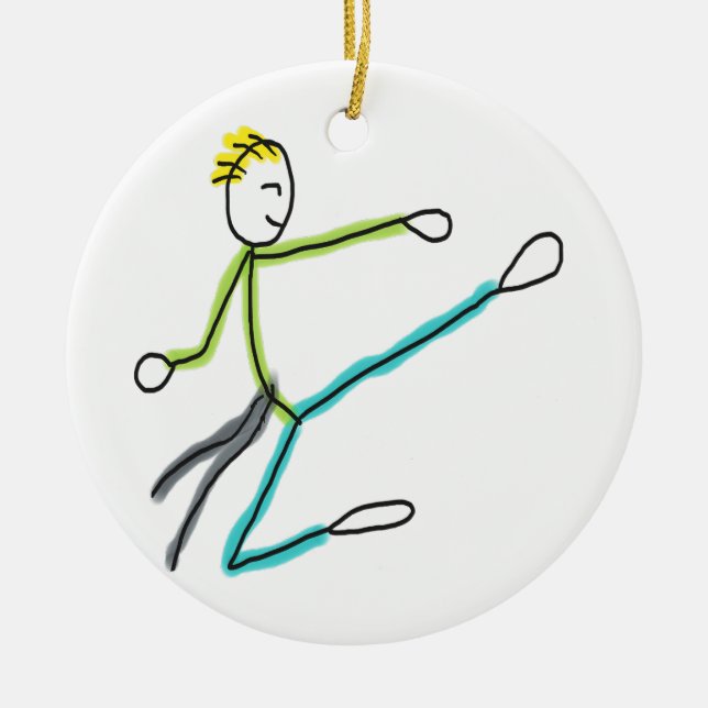 Ornamento De Cerâmica Taekwondo Stickman (Frente)