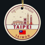 Ornamento De Cerâmica Taipei Taiwan City Skyline Emblem<br><div class="desc">Design de arte colorida e minimalista de Taipei,  com monumentos e marcos da cidade de Taiwan.</div>