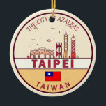 Ornamento De Cerâmica Taipei Taiwan City Skyline Emblem<br><div class="desc">Design de arte colorida e minimalista de Taipei,  com monumentos e marcos da cidade de Taiwan.</div>
