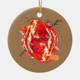 Ornamento De Cerâmica Taisho Sanke Koi Peixe Japonês Nishikigoi Peixe
