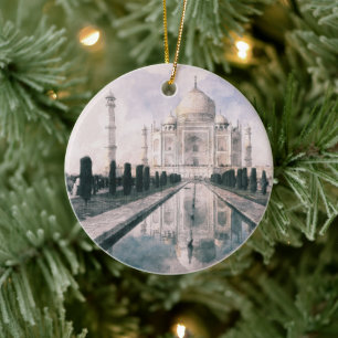 Ornamento De Cerâmica Taj Mahal India Cerâmica Ornament - Watercolor