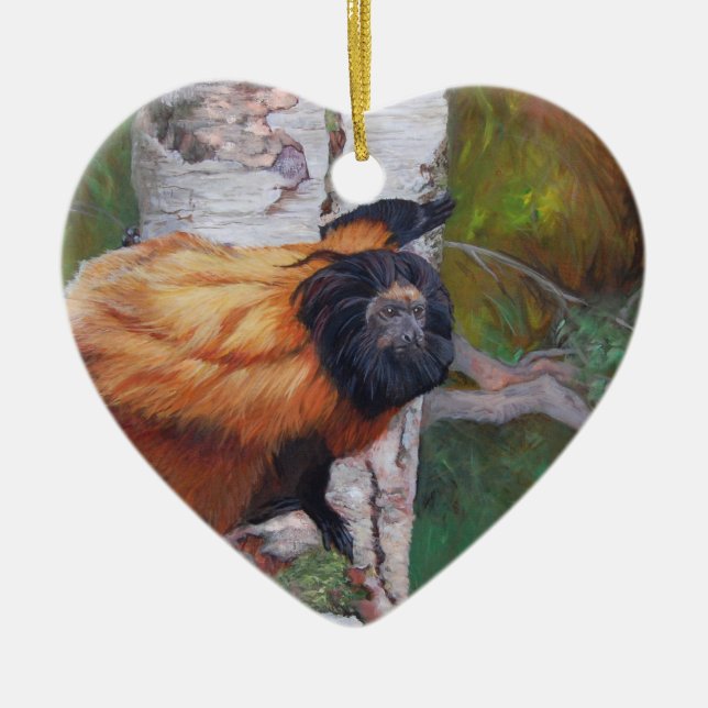 Ornamento De Cerâmica Tamarin Preto-enfrentado do leão (Frente)