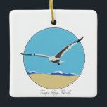Ornamento De Cerâmica Tampa Bay, Flórida Sea Gull sobre Beach<br><div class="desc">Ornamento cerâmico com imagem de casco marítimo tridimensional sobrevoando a praia com ondas. Tampa Bay,  Flórida em script na parte inferior.</div>