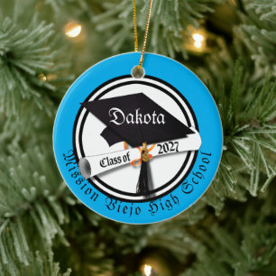 Ornamento De Cerâmica Tampa de Diploma Turma de 2027 Foto Graduação