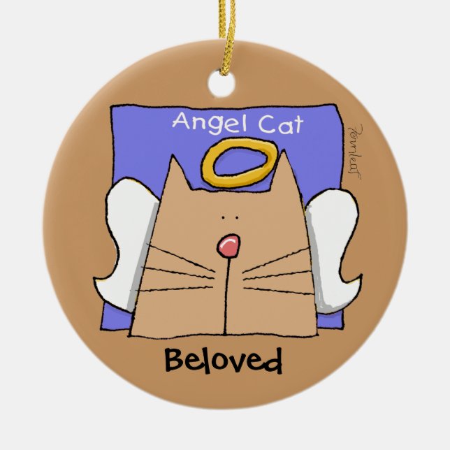 Ornamento De Cerâmica Tan Angel Cat Personalize (Frente)