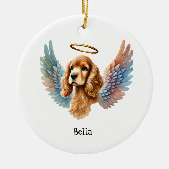Ornamento De Cerâmica Tan Cocker Spaniel Memorial Pet Design (Frente)