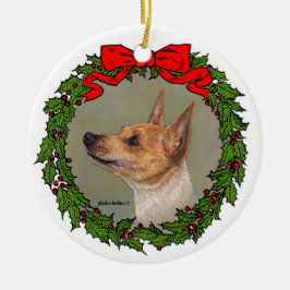 Ornamento De Cerâmica Tan Toy Fox Terrier por Glenda S. Harlan