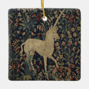 Ornamento De Cerâmica Tapeçaria alegórica de "Millefleurs" com animais