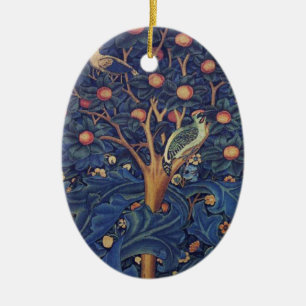 Ornamento De Cerâmica Tapeçaria Pica-Pau de William Morris Design Azul