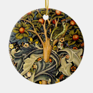 Ornamento De Cerâmica Tapeçaria Pica-Pau de William Morris Design Azul