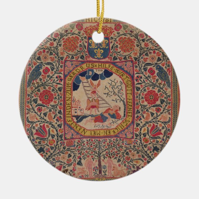 Ornamento De Cerâmica Tapete tricotado manualmente que descreve o sonho (Frente)