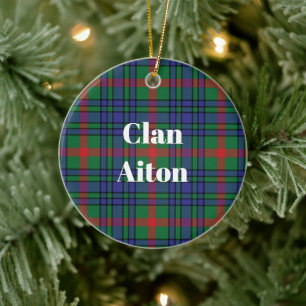 Ornamento De Cerâmica Tartan Antigo do Clã Aiton