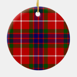 Ornamento De Cerâmica Tartan azul e verde vermelho de Fraser do clã