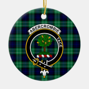 Ornamento De Cerâmica Tartan de Caça e Brasão do Clã Escocês Abercrombie