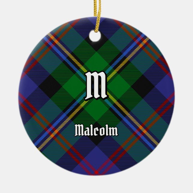 Ornamento De Cerâmica Tartan do Clã Malcolm (Frente)