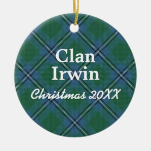 Ornamento De Cerâmica Tartan do Scottish de Irwin do clã