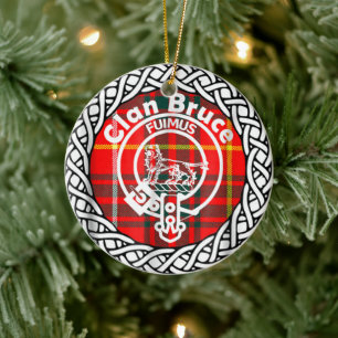 Ornamento De Cerâmica Tartan e Brasão do Clã Escocês Bruce