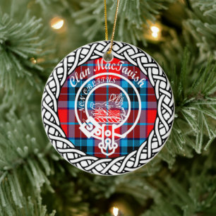 Ornamento De Cerâmica Tartan e Brasão do Clã Escocês MacTavish