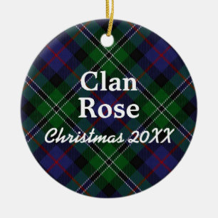Ornamento De Cerâmica Tartan escocês da caça do rosa do clã