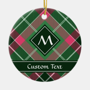 Ornamento De Cerâmica Tartan verde e rosa