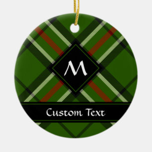 Ornamento De Cerâmica Tartan Verde, Preto, Vermelho e Branco