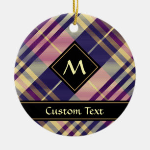 Ornamento De Cerâmica Tartan Xadrez Escocês Roxo, Dourado e Azul