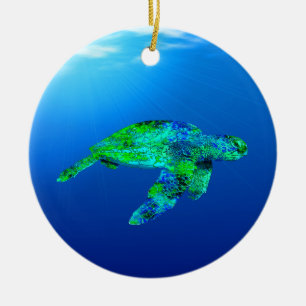Ornamento De Cerâmica Tartaruga de mar subaquática
