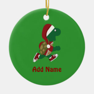 Ornamento De Cerâmica Tartaruga Running do Natal