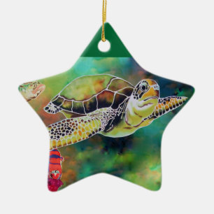 Ornamento De Cerâmica Tartaruga Verde de La Tortue
