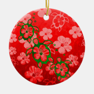 Ornamento De Cerâmica Tartarugas de Honu do Natal