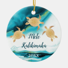 Ornamento De Cerâmica Tartarugas Douradas | Mele Kalikimaka | Foto da fa