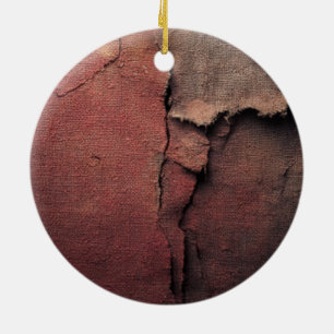 Ornamento De Cerâmica Tattered Canvas Abstract in Rust and Earth