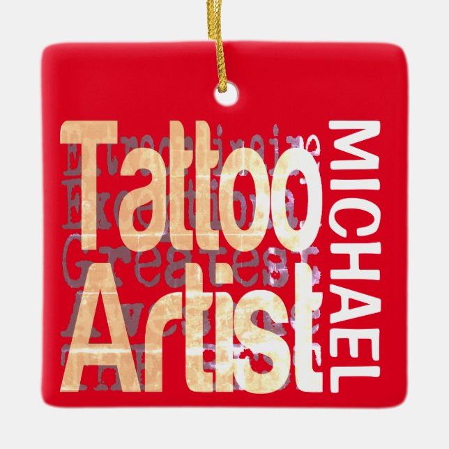 Ornamento De Cerâmica Tatuador Extraordinário PERSONALIZADO (Frente)