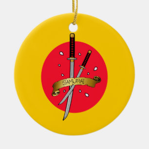 Ornamento De Cerâmica Tatuagem da espada do samurai