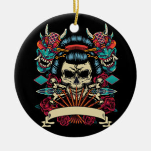 Ornamento De Cerâmica Tatuagem japonesa Vintage estilo modelo colorido