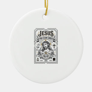 Ornamento De Cerâmica Tatuagem Jesus Flash Cristão Jesus Tatuagem Flash 