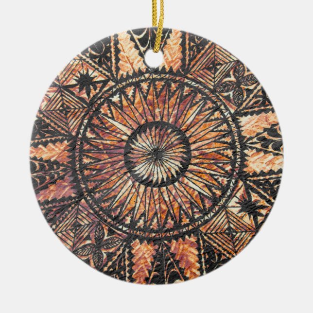 Ornamento De Cerâmica Tatuagem primitiva havaiana Kapa Tapa (Frente)