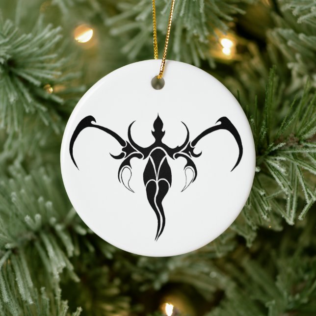 Ornamento De Cerâmica Tatuagem Tribal do Elefante - Preto e branco (Árvore)