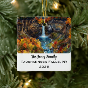 Ornamento De Cerâmica Taughannock Falls, NY Natal Personalizado