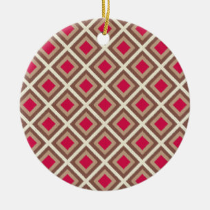 Ornamento De Cerâmica Taupe, Leve Taupe, Diamantes de Ikat Rosa Quente S