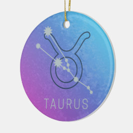 Ornamento De Cerâmica Taurus Zodiac Sinal Watercolor Horoscope