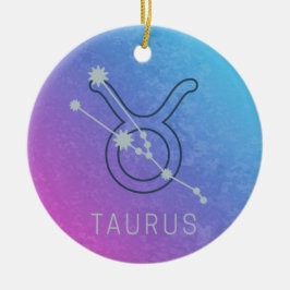 Ornamento De Cerâmica Taurus Zodiac Sinal Watercolor Horoscope