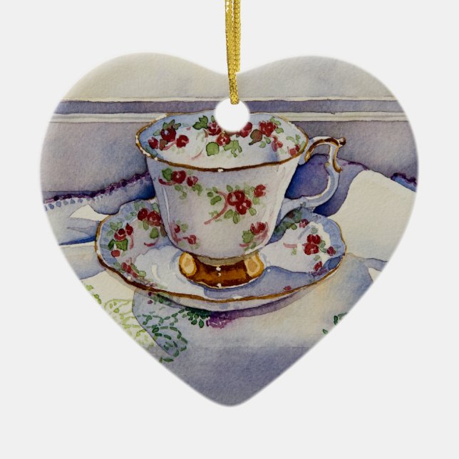 Ornamento De Cerâmica Teacup 1799 em Linen (Frente)