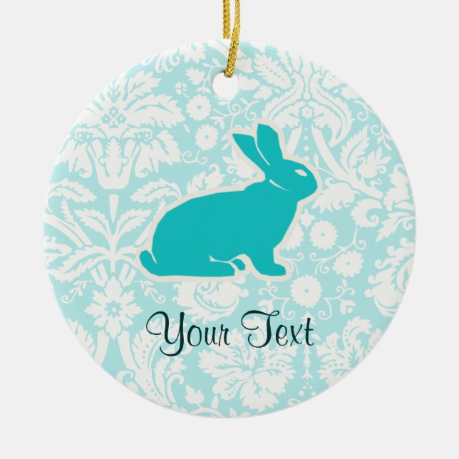 Ornamento De Cerâmica Teal Bunny (Frente)