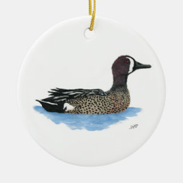 Ornamento De Cerâmica Teal de asa azul