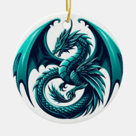 Ornamento De Cerâmica Teal Dragon