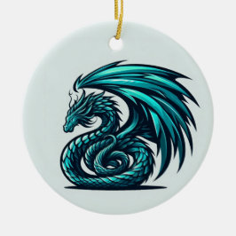 Ornamento De Cerâmica Teal Dragon Também