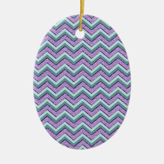 Ornamento De Cerâmica Teal e Ametyst ZigZag (Frente)
